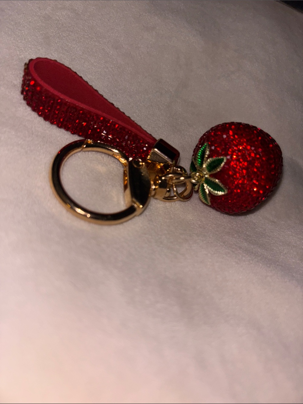 Red Crystal Strawberry Keychain bag charm New